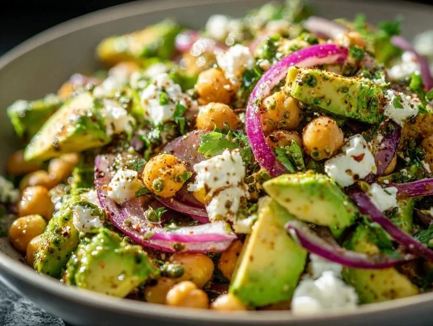Chickpea Feta Avocado Salad