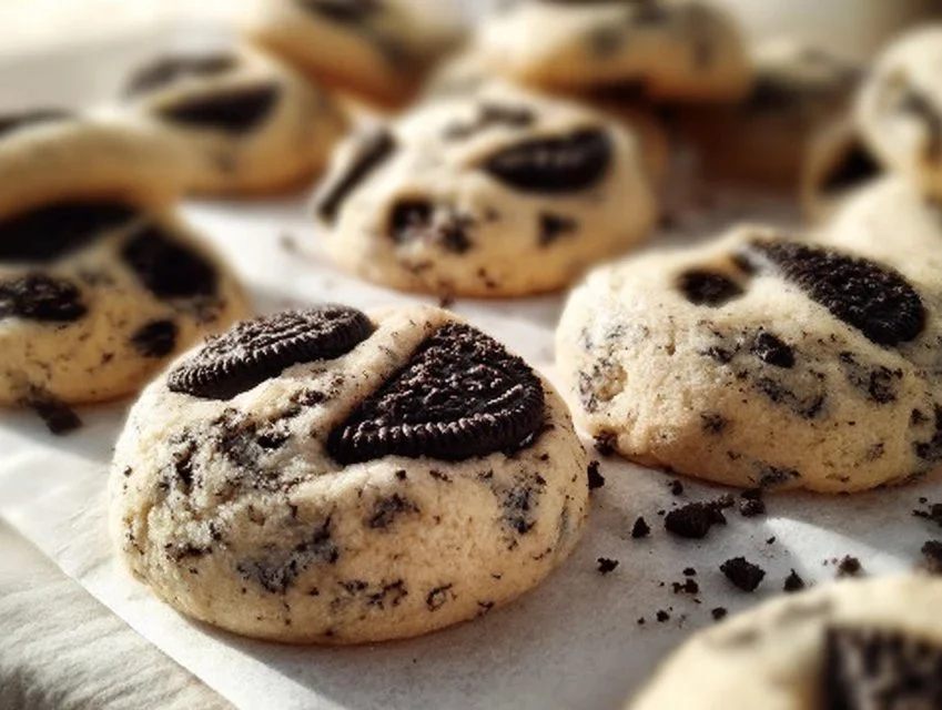 Delicious Cookies and Cream Cookies with chocolate and cream filling