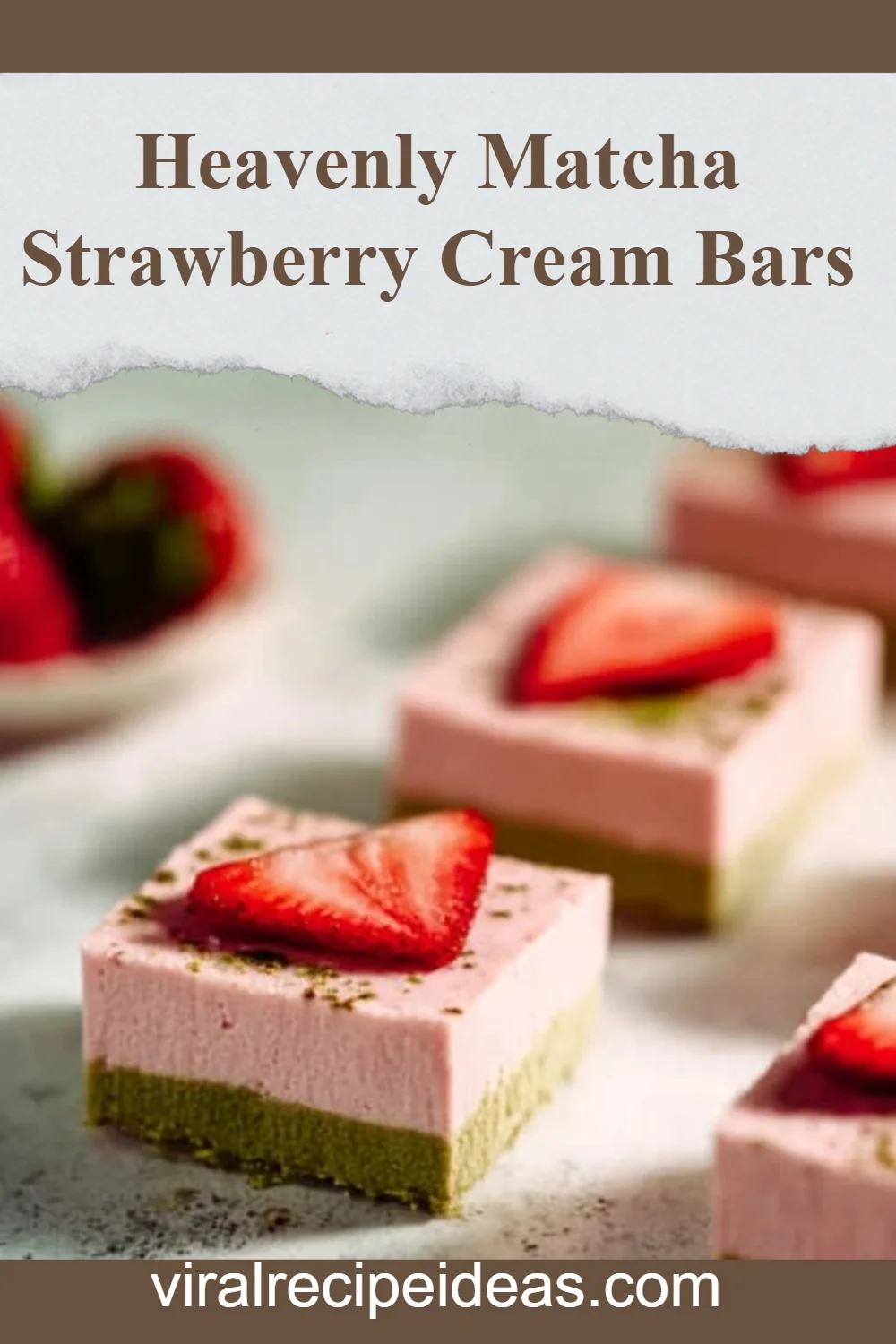 Matcha Strawberry Cream Bars