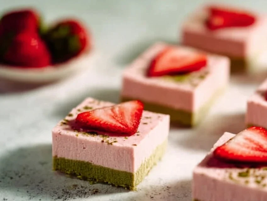 Matcha Strawberry Cream Bars